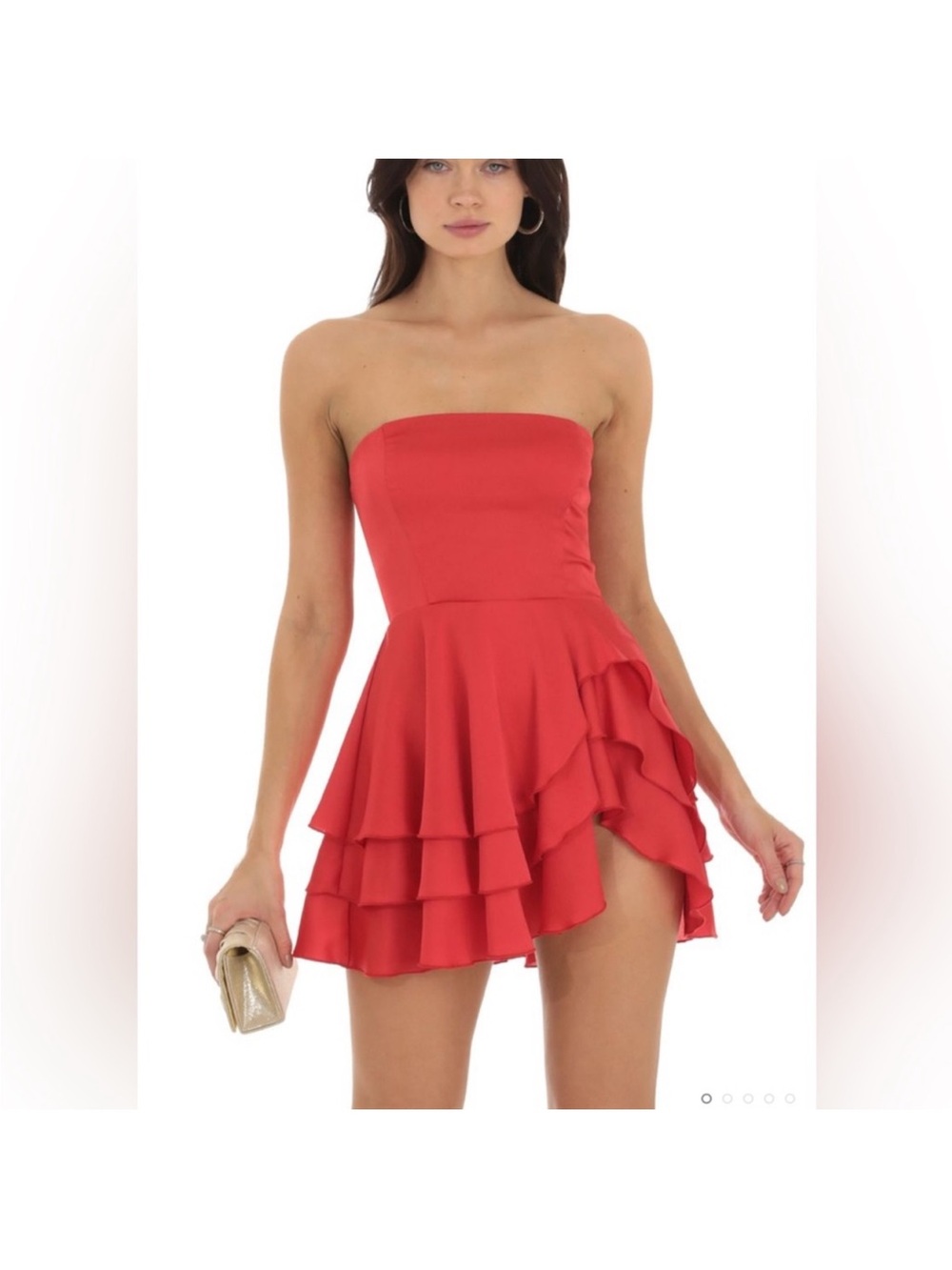 Lucy in the Sky Strapless Red Ruffle Dress